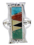 Sterling Silver Southwest Multicolor Inlay Ring Size 5-3/4 WX41361